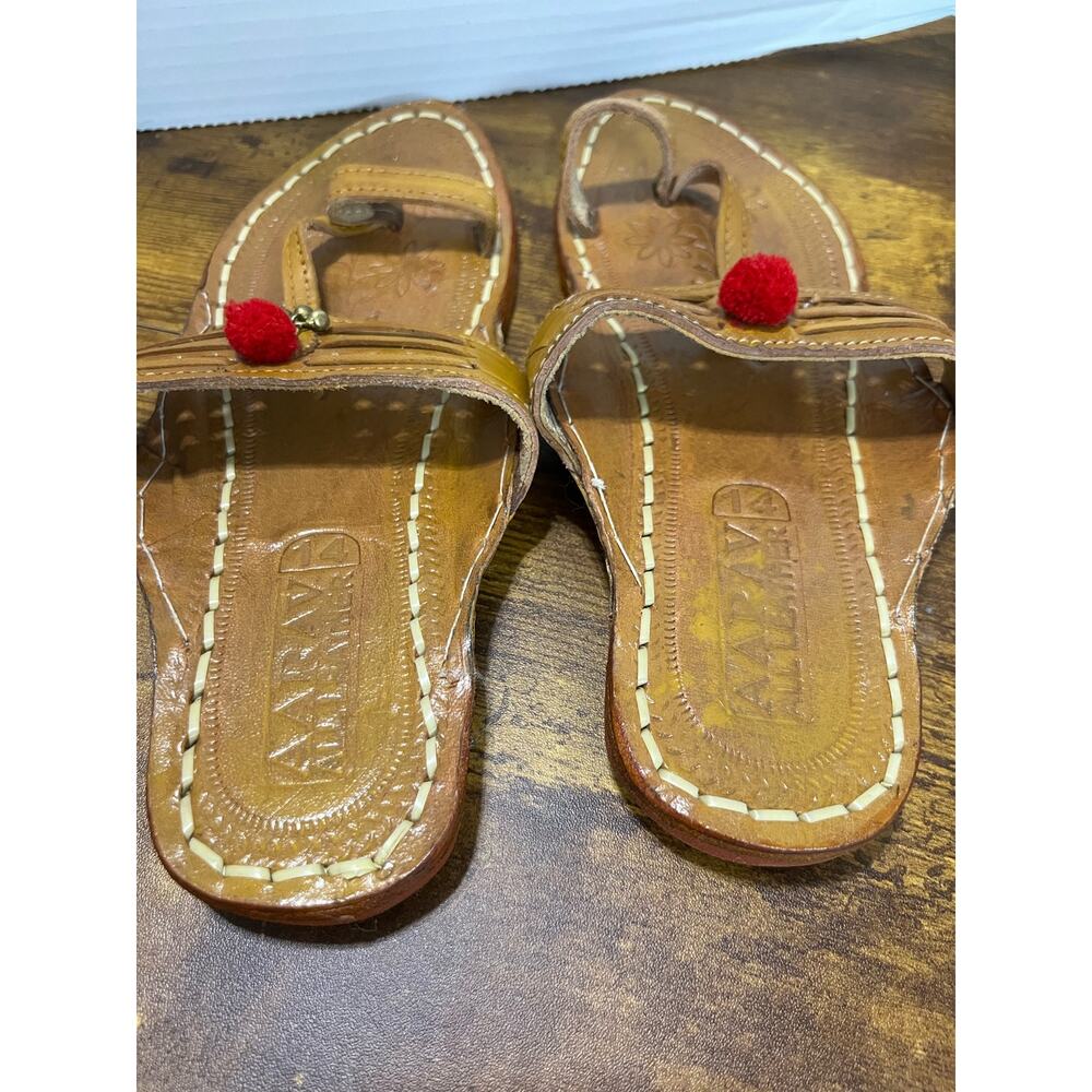 Jari Braids Men sz 9.5 Kholapuri Chappal Sandal 1010 - Picture 5 of 7